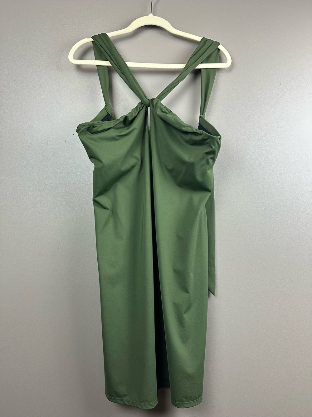 Athleta Kiki Swim Dress Olive Green Tie-Back Midi Dress Large